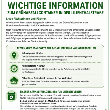 Wichtige Information Grünabfallcontainer